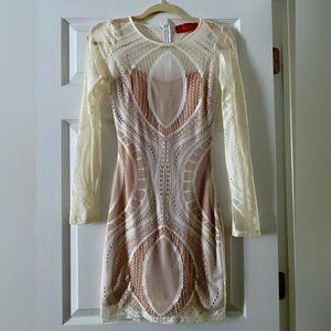 Akira Chicago Red Label Nude Illusion Bodycon Dress